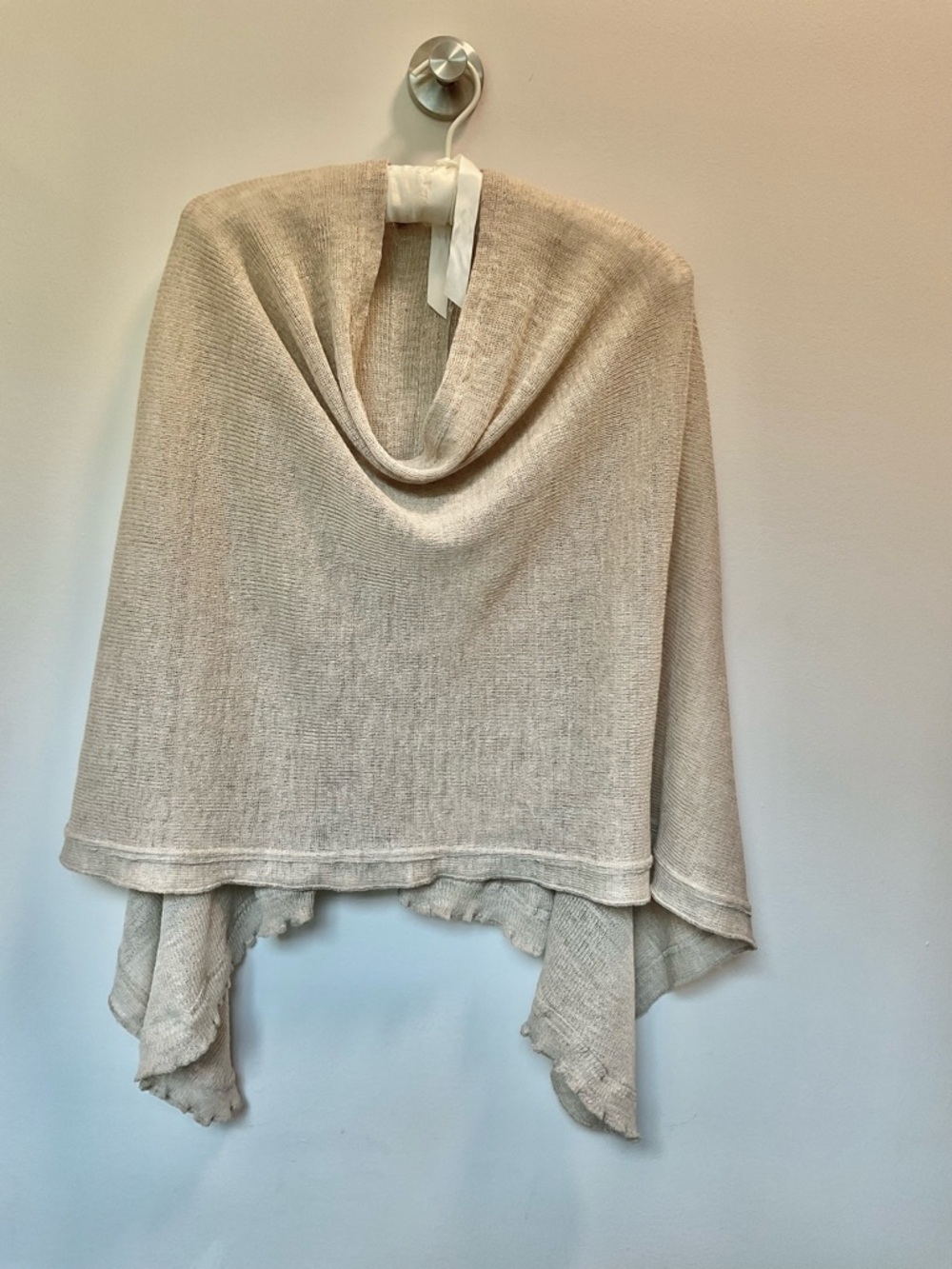 Women's Lightweight Woven Poncho Sweater - FLAX color